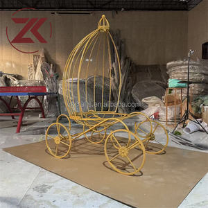 รถม้าแต่งงานสุดหรู ZKAI รุ่นซินเดอเรลล่า สีทอง รถเข็นเหล็กดัดสีทองสำหรับงานแต่งงาน - Product Image 2