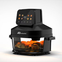 Friteuse à air Anbolife 4L/5L/6.5L avec écran LCD, sans PFAS, cuve intérieure antiadhésive en verre, fonction d'arrêt automatique, cuisson multifonction