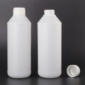 Empty White Screw Cap 1L 1000Ml HDPE Plastic Cylinder Detergent Chemical Bottle