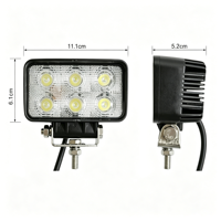 4.4 Inch 18W Rectangle LED Work Light IP68 Waterproof 12-48V 1200 Lumens 6000K Diecast Aluminum Auxiliary Driving Lamp Offroad