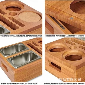 Bamboo Sofa Snack <b>Tray</b> Wooden Detachable 4-7 Compartments Rectangle Living Room <b>Storage</b> <b>Tray</b> For Drink Food - Product Image 2