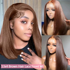 วิกผมบ๊อบแบบ<span class=keywords><strong>ต</strong></span>รงเวียดนาม Super Double Drawn Bone Straight 13x4 Hd Lace Front พร้อมผมแท้ 100% สีน้ำตาลช็อก<span class=keywords><strong>โก</strong></span><span class=keywords><strong>แล</strong></span><span class=keywords><strong>ต</strong></span> - Product Image 3