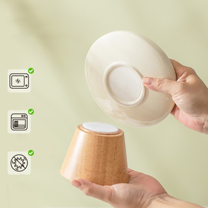 2024 gros fendu céramique bois bol <span class=keywords><strong>pour</strong></span> animaux de compagnie surélevé incliné anti-dérapant bol <span class=keywords><strong>chat</strong></span> chien nourriture bol en céramique avec support en bois - Product Image 5