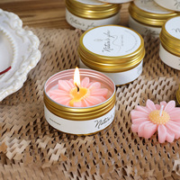 Venta al por Mayor de Decoración para el Hogar, Latas Metálicas Únicas con Aroma a Manzanilla, Velas Aromáticas de Cera de Soja, Recuerdos Hechos a Mano, Regalos, Velas en Forma de Flor en Frasco