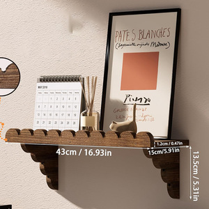 Wooden Wave Shaped Floating <b>Shelf</b> <b>Wall</b> <b>Mounted</b> Storage Organizer Brown 1 Tier Home Decor - Product Image 2