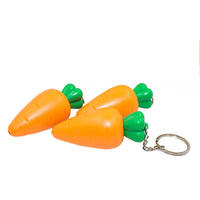Mini lampe torche LED en forme de carotte avec effets sonores, porte-clés créatif en plastique ABS, motif de dessin animé, pendentif promotionnel pour sac