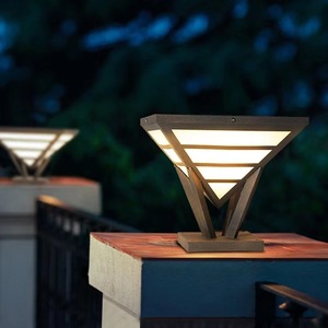 Lampe solaire à pilier, lumière murale extérieure, acier inoxydable, éclairage moderne pour villa et cour - Product Image 1