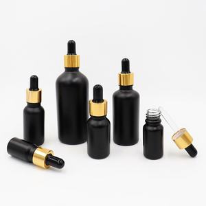 Emballage vide pour huiles essentielles 5ml 10ml 15ml 30ml 50ml 100ml, flacon compte-gouttes en verre noir mat pour cosmétiques et sérums, avec boîte - Product Image 1