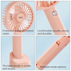 Hand Fan Pink Rechargeable Phone Stand Three-position <b>USB</b> Hand Fan with Phone Stand for Women and Men - Product Image 4