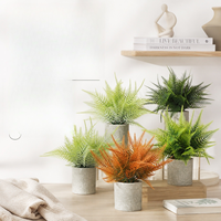 Tanaman Pot Buatan Evergreenwrap Desktop, Pot Silinder dari Bubur Kertas, Daun Pakis Boston, Bonsai Tanaman Buatan