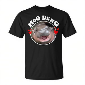T-shirt Moo Deng Hippo en coton noir unisexe taille adulte S M L XL XXL - Product Image 2