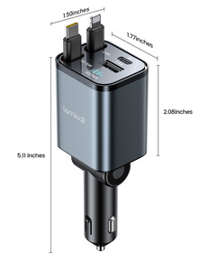 Chargeur <span class=keywords><strong>de</strong></span> <span class=keywords><strong>voiture</strong></span> multi-ports Lamicall PT-41 avec câble USB-C rétractable, adaptateur <span class=keywords><strong>de</strong></span> <span class=keywords><strong>charge</strong></span> rapide 69W, prise allume-cigare - Product Image 6