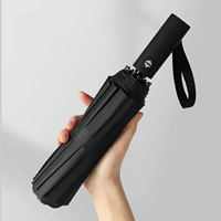Parapluie entièrement automatique à double armature UV, 24 baleines, revêtement noir, pliable en trois sections, idéal pour cadeau avec logo personnalisé