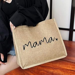 Bolsas de Yute Personalizadas con Asa Negra Impermeable y Botón, para Almuerzo, Hospital, Compras, Playa, Regalo del Día de la Madre, Amor de Mamá - Product Image 4