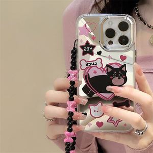 ชุดอุปกรณ์เสริมสำหรับสาวๆ: กระจกแต่งหน้ารูปสุนัขสุดน่ารัก & เคส iPhone ทันสมัยสำหรับรุ่น 11 12 13 14 15 16 17Pro Max สำหรับสาวๆ - Product Image 2