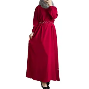 New Malaysian Damen Perlen Maxi kleid ethnischen Stil mit Islam Kleid modische lose Dubai Robe