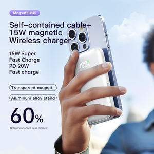 Banque d'alimentation sans fil magnétique transparente d'usine 10000mAh avec support en métal PD 20W <span class=keywords><strong>batterie</strong></span> <span class=keywords><strong>externe</strong></span> mince à charge rapide - Product Image 3