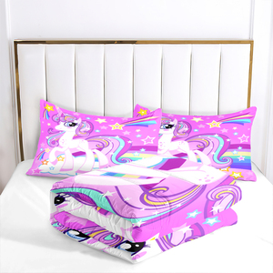 3 Piece Ultra Soft Kids Girls Unicorn Comforter Set Queen Twin Full Size Micro Alternative <strong>Quilted</strong> <strong>Bedding</strong> 2 Pillowcases 400TC - Product Image 5