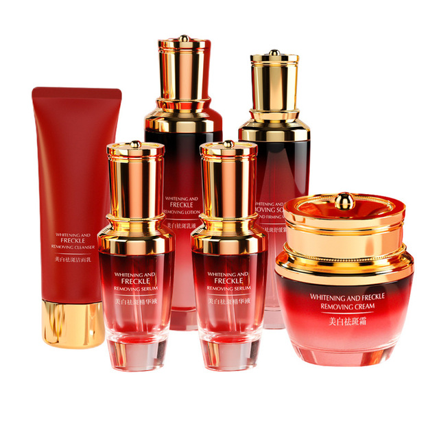 Collagen Peptides Anti-Wrinkle Skin Care Set Complete Routine for Brightening Lightening Spots Tightening Serum Eye Cream