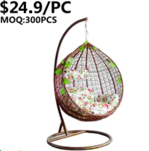 TSF Best Selling Rattan Bedroom Lounge Cushion Hammock Stand Garden Hanging Rattan Outdoor Swing Chair
