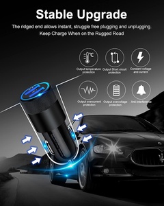 2in1 3.1A <b>USB</b>+<b>USB</b> <b>C</b> Metal Car Charger Aluminum Alloy Steel Gun 15W 18W Car Charger for Mobile Phone Car Charger - Product Image 5