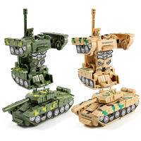 Véhicule transformable à friction à un clic, style char militaire, jouet à friction à rétrofriction, vente en gros en vrac