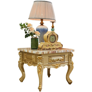 Mesa Auxiliar Cuadrada de Mármol Estilo Europeo, Mesa Lateral de Madera Maciza Tallada, Mesa de Esquina para Sala de Estar, Mesa Telefónica Cuadrada - Product Image 3