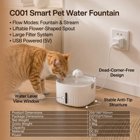 Fontaine à eau intelligente pour animaux de compagnie C001, 2L, double mode, bec réglable, ABS, alimentation USB, DC 5V, pour chats et chiens, intérieur