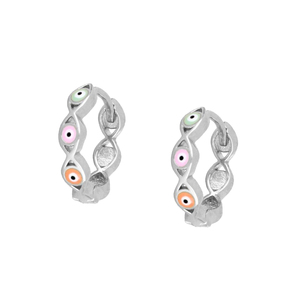 CANNER Boucles d'oreilles créoles en argent sterling S925 avec émail goutte d'huile motif œil, hypoallergéniques, pour filles, bijoux 18K - Product Image 3