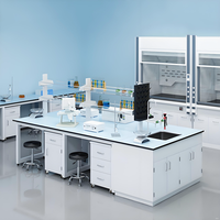 Mesa de Trabajo de Acero Personalizable para Laboratorio con Encimera de Resina Fenólica y Cajones para Taller