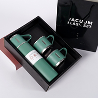 Flacon à vide de 500ml avec tasses assorties Gourde d'eau Ensemble de verres portables en acier inoxydable