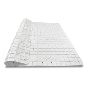 Tapis de douche en PVC blanc 55x55cm antidérapant avec ventouses et trous de drainage, anti-moisissure, antibactérien - Product Image 1