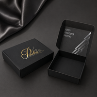 Petites boîtes d'expédition personnalisées en carton ondulé noir recyclable pour chaussures et vêtements, emballage personnalisé