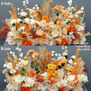 Wholesale 1cm Double Sided Red Artificial Floral <b>Runner</b> Silk Flower Row Wedding Party Aisle <b>Table</b> Backdrop Decor - Product Image 3