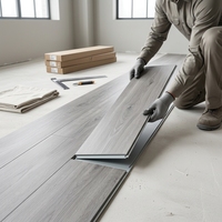 Plancher SPC à clipser, design chinois, en chêne gris, étanche, résistant à l'usure, antidérapant, écologique, ignifuge, à lattes larges, pour cuisine et école