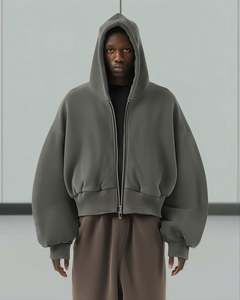 Yingling Baggy Boxy Zipper Hoodie Goutte D'épaule Grande Capuche À Capuche Coton Bio Surdimensionné Boxy Fit 600gsm Zip up Hoodie Hommes - Product Image 6