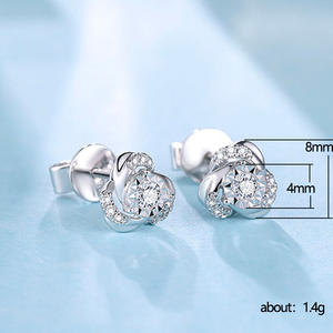 Eleganti orecchini a forma di fiore per donna, argento 925, placcato rodio, cristallo, strass, gioielli da sposa, design romantico - Product Image 6