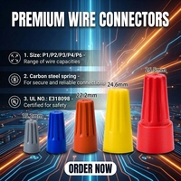 Conector de Extremo de Cable de Nailon Amarillo, Tuerca de Extremo de Cable Impermeable, Conector de Tipo Tornillo Eléctrico, Junta de 22-8 AWG