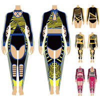 Fille Performance Wear Cheerleading Uniformes Stage Dance Wear Rythmique Gymnastique Justaucorps Danse Majorette Costume Danse Uniformes
