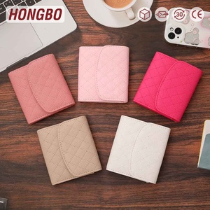 Hongbo Top 10 couleurs galet matelassé en cuir Mini carte <span class=keywords><strong>portefeuille</strong></span> affaires Portable multi-fonctionnel argent pour noël/école cadeau facture - Product Image 1