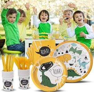 <strong>Dinosaur</strong> <strong>Birthday</strong> <strong>Party</strong> Supplies for Kids <strong>Dinosaur</strong> <strong>Party</strong> Pack Spoons Forks Plates Set - Product Image 2
