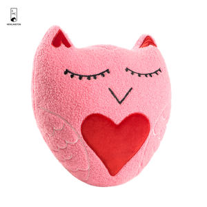 Özel sevimli sevgililer günü pembe baykuş yastıklar kırmızı aşk nakış yama dekorasyon yastıkları - Product Image 4