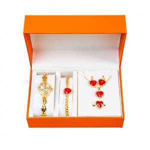 Coffret Cadeau de Bijoux pour Femme Fait Main Durable avec Bracelet, Collier et Bague en Alliage PU, Boîte Carrée en Papier – Idéal pour la Saint-Valentin - Product Image 5