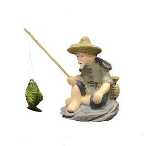 Figurine de pêcheur en PVC - Ornement écologique pour aquarium, décoration de réservoir à poissons - Product Image 5