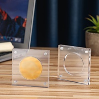 Boîtier de présentation magnétique personnalisé en acrylique transparent pour pièces de monnaie, badges, médailles de défi et médailles préservées, support de rangement pour collectionneur