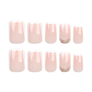 Cubierta completa de corta duración Brillo de lujo Prensa Rosa francesa en puntas de <span class=keywords><strong>uñas</strong></span> Abs <span class=keywords><strong>Uñas</strong></span> postizas cuadradas Venta al por mayor Faux Ongles - Product Image 5