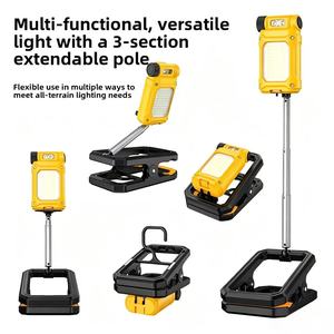 Nouvelle lampe de travail LED COB jaune 2026 avec perche télescopique à 3 sections, base magnétique, 3 sources lumineuses, rechargeable par USB - Product Image 6