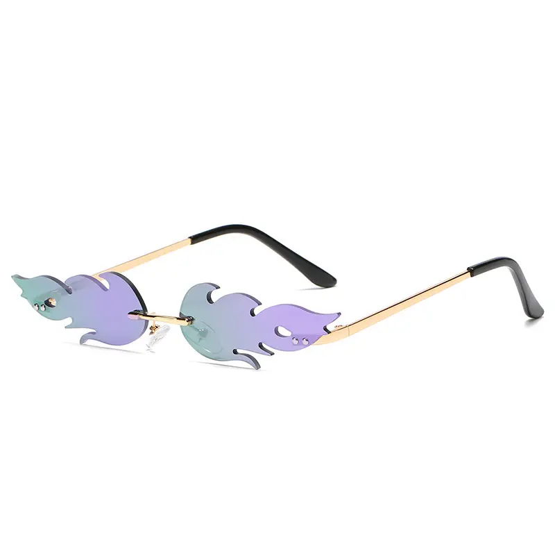 Mode Herren-und Damen sonnenbrille Mode Herz Flamme Persönlichkeit rahmenlose profilierte schillernde Sonnenbrille