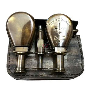 Jumelles télescope en laiton antique plaqué, étui en cuir, télescope de pirate vintage, imprimé en typographie, cadeau nautique pour la randonnée - M/S - Product Image 1