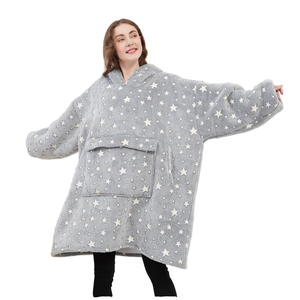 Kids Winter Sherpa <strong>Oversize</strong> Flannel <strong>Hoodie</strong> <strong>Blankets</strong> 100% Polyester Knitted with Solid Festival Pattern Wearable <strong>Hoodie</strong> for Kids - Product Image 2